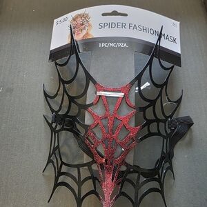 Spider Fashion Mask with Red Glitter